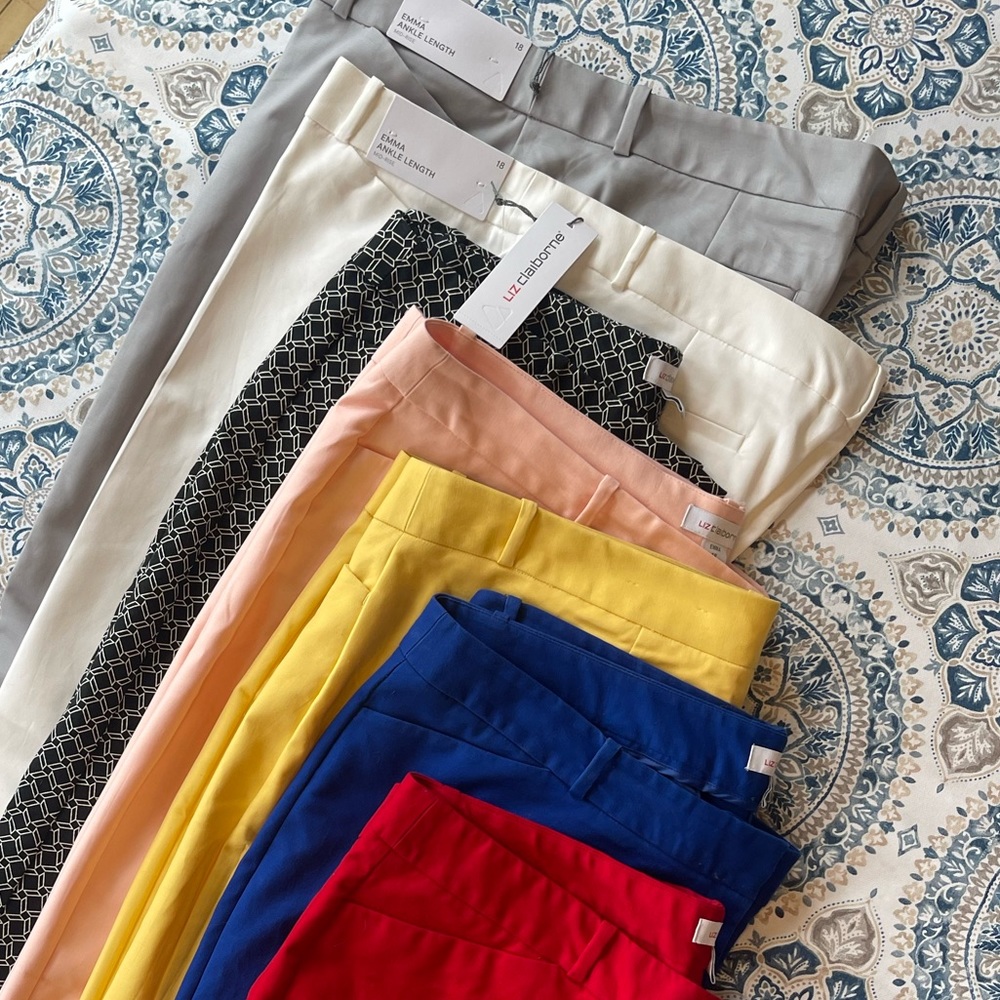 Liz Claiborne Emma Ankle Length Mid-Rise Pants - Yellow - Size 18